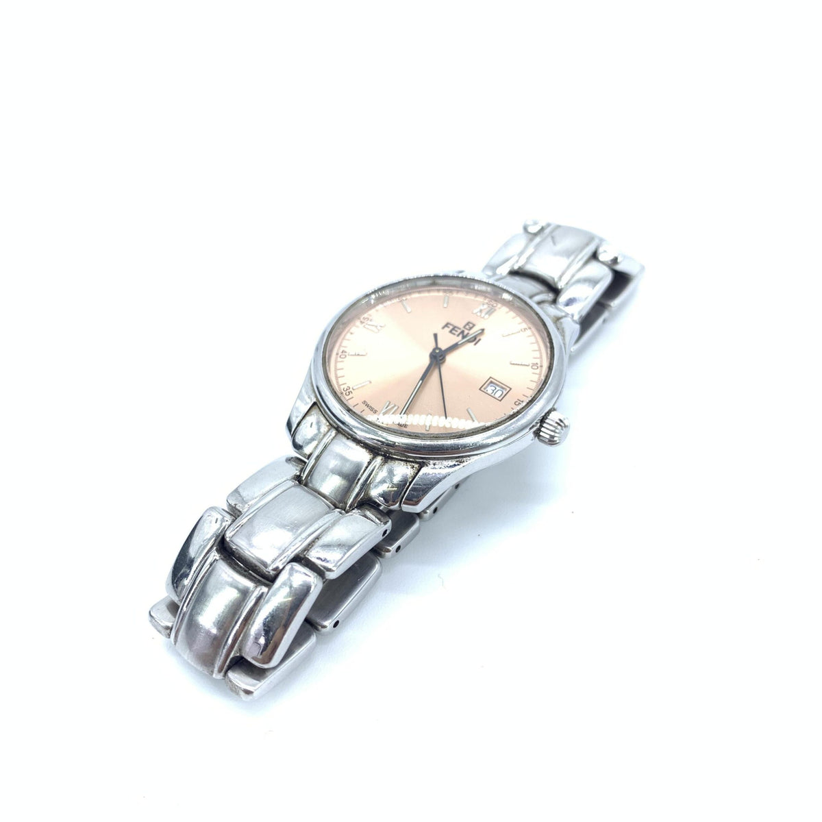 Fendi Pink Champagne Dial Quartz Watch, Stainless Steel