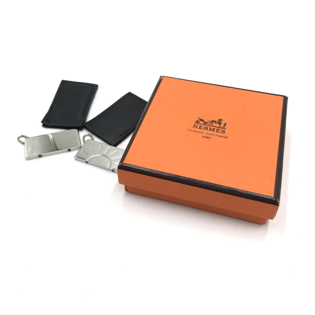 Hermès Silver Tone Half Sun Pendant Set