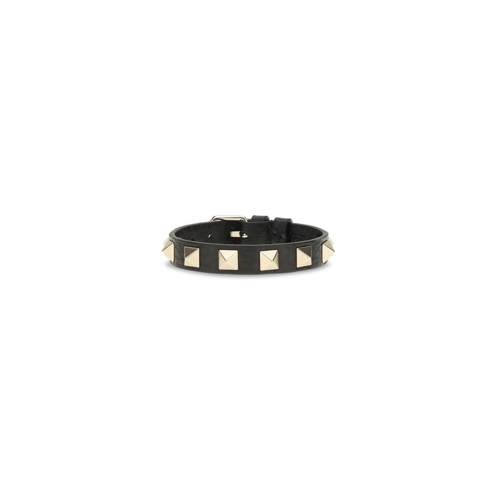Valentino Garavani Black Calf Leather Bos Taurus Bracelet