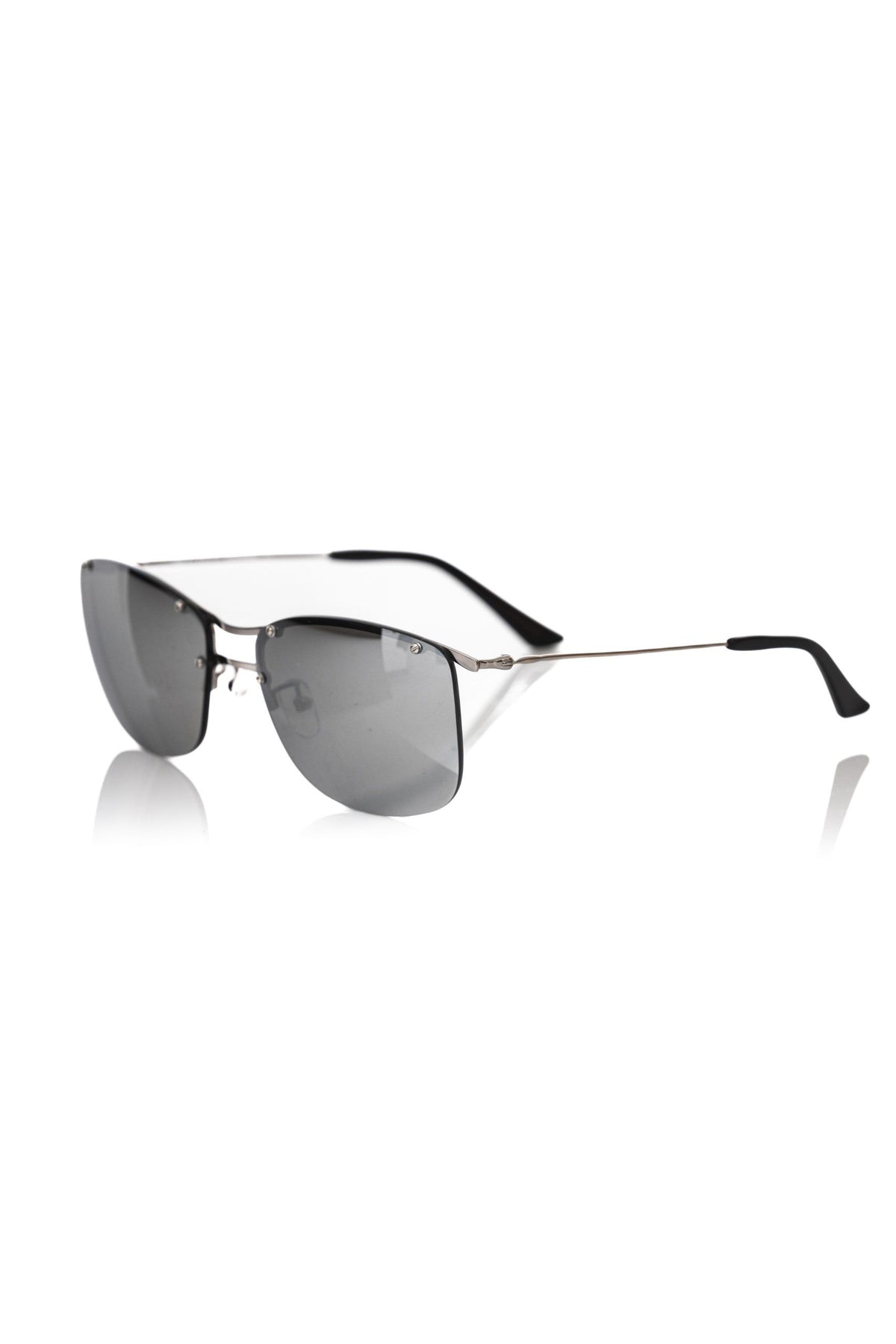 Frankie Morello Silver Metallic Fibre Men Sunglass